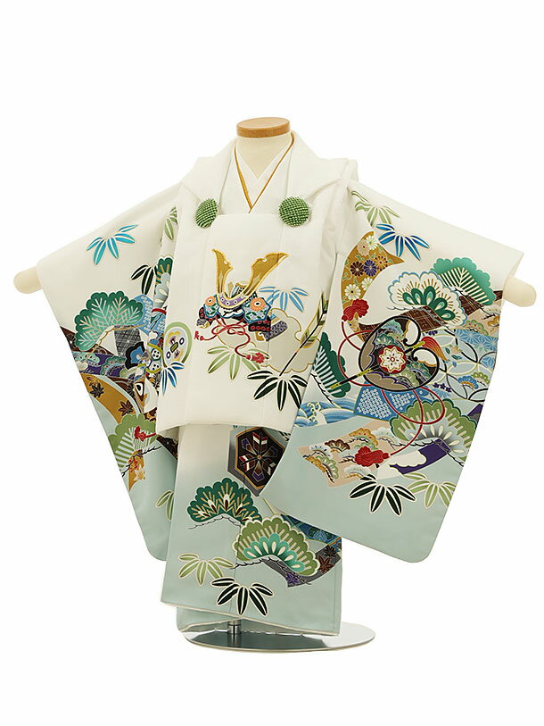 被布 レンタル 男児 七五三 被布 着物 レンタル 七五三 2809白兜x白ぼかし吉祥文様 3歳男の子 七五三 男児 着物 2歳 子供 きもの 被布 セット お...