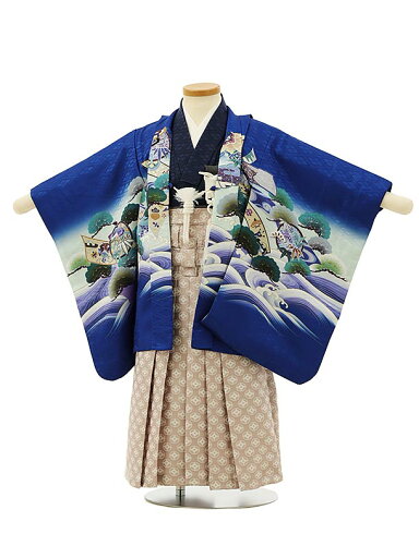【レンタル】着物 かんたん七五三(3歳男袴)2861 ブルー波に束ね熨斗鷹×ピンクベージュ袴 3歳 袴(簡単着付け) フルセット 男の子 お祝い着 正月 3才 男児 きものレンタル〔往復送料無料〕 【レンタル】着物 かんたん七五三(3歳男袴)2861 ブルー波に束ね熨斗鷹×ピンクベージュ袴 3歳 袴(簡単着付け) フルセット 男の子 お祝い着 正月 3才 男児 きものレンタル〔往復送料無料〕