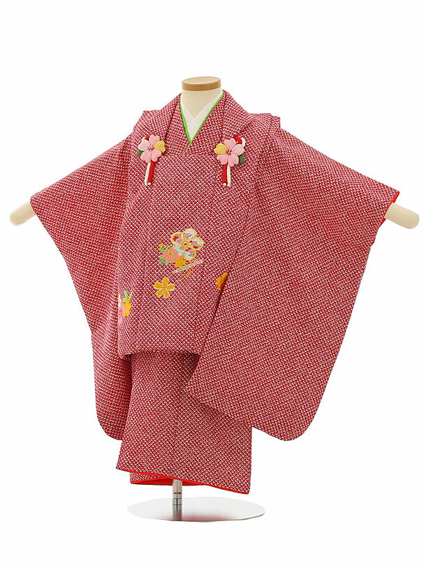 七五三 着物 3歳 レンタル 七五三 3歳 被布 セット 4101赤地疋田調刺繍梅桜 女の子 七五三レンタル 3歳 女児 被布 七五三 三歳女児 被布コート 子...