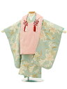 七五三 着物 3歳 レンタル 七五三 3歳 被布 セット 【正絹】4168ピンク絞りxミントグリーン百合 女の子 七五三レンタル 3歳 女児 被布 七五三 三歳...