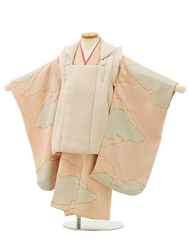 七五三 着物 3歳 レンタル 七五三 3歳 被布 セット 【正絹】4238【高級正絹】おぼろ染めぼかし×ピンク地 雲取り 女の子 七五三レンタル 3歳 女児 被...
