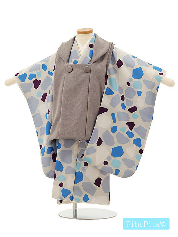 七五三 着物 3歳 男の子 被布 レンタル 男児 七五三 着物 七五三レンタル O010 【pitapita】 tile-1グレー 3歳 3才 3歳男の子 男児...