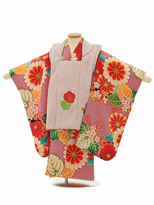 七五三 着物 3歳 レンタル 七五三 3歳 被布 セット 4111うすパープル刺繍梅xパープル疋田柄菊桐 女の子 七五三レンタル 3歳 女児 被布 七五三 三歳...