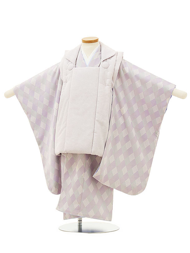 七五三 着物 3歳 レンタル 七五三 3歳 被布 セット 4319うすラベンダーxラベンダー格子 女の子 七五三レンタル 3歳 女児 被布 七五三 三歳女児 被...