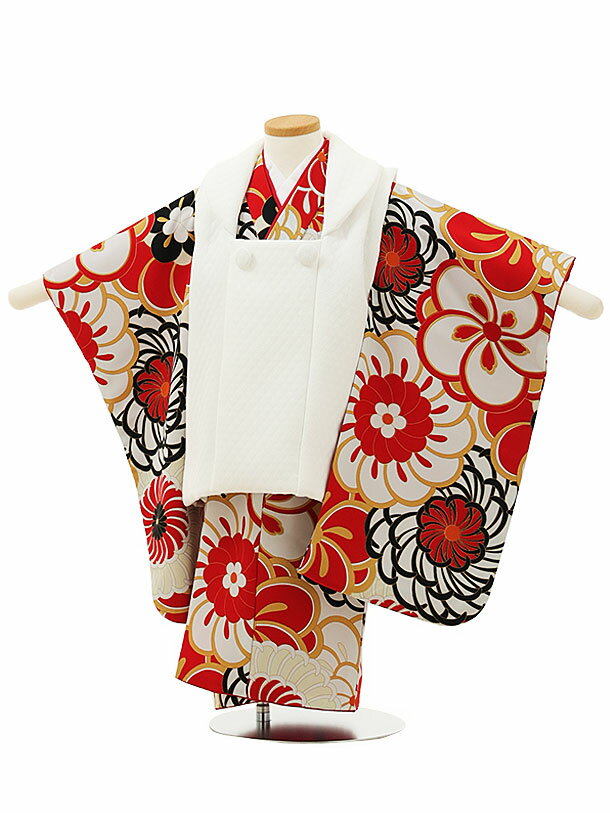 被布 レンタル 男児 七五三 被布 着物 レンタル 七五三 W039白x白ねじり梅菊 3歳男の子 七五三 男児 着物 3歳 子供 きもの 被布 セット お正月 ...