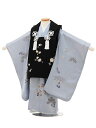 被布 レンタル 男児 七五三 被布 着物 レンタル 七五三 W102【正絹】黒刺繍吉祥文様xブルー葵 3歳男の子 七五三 男児 着物 3歳 子供 きもの 被布 ...