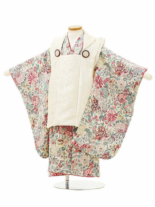 七五三 着物 3歳 レンタル 七五三 3歳 被布 セット 4300クリームレース柄xオフホワイトゴブラン柄 女の子 七五三レンタル 3歳 女児 被布 七五三 三...