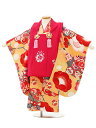 七五三 着物 3歳 レンタル 七五三 3歳 被布 セット 4303赤刺繍花丸xオレンジ梅 女の子 七五三レンタル 3歳 女児 被布 七五三 三歳女児 被布コート...