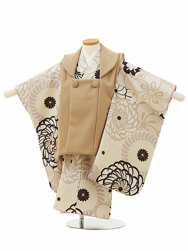 七五三 着物 3歳 レンタル 七五三 3歳 被布 セット 4342ベージュxピンクベージュねじり梅菊 女の子 七五三レンタル 3歳 女児 被布 七五三 三歳女児...