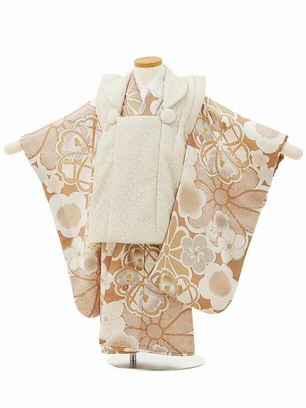 七五三 着物 3歳 レンタル 七五三 3歳 被布 セット 4347アイボリーレースxモカベージュ梅菊 女の子 七五三レンタル 3歳 女児 被布 七五三 三歳女児...