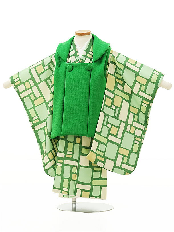 七五三 着物 3歳 男の子 被布 レンタル 男児 七五三 着物 七五三レンタル O036【pitapita】 rectangle グリーン 3歳 3才 3歳男の...