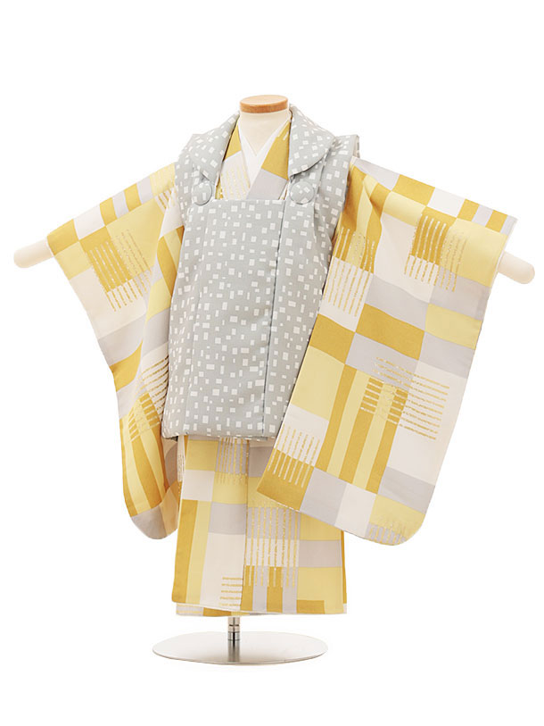 七五三 着物 2歳 男の子 被布 レンタル 男児 七五三 着物 七五三レンタル O070 【ようよう】 geometricイエロー 2歳 2才 2歳男の子 男児...