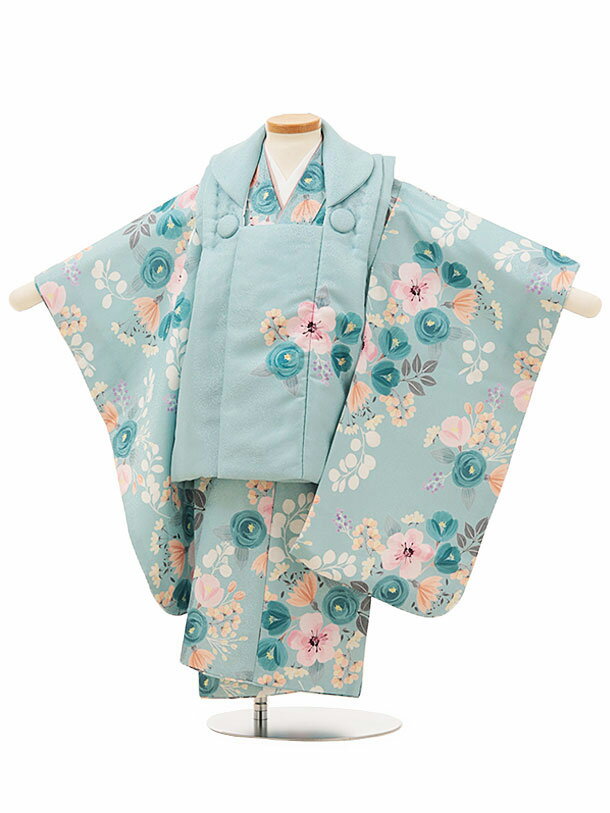 七五三 着物 2歳 レンタル 七五三 2歳 被布 セット O063ミントグリーン パステルブーケ 女の子 七五三レンタル 2歳 女児 被布 七五三 被布コート ...