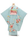 【レンタル】着物 七五三(7歳結び帯)Y467【正絹】水色 波に鞠 菊桜 7歳 結び帯 フルセット 女の子 お祝い着 正月 7才 女児 きものレンタル〔往復送料無料〕