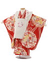 七五三 着物 3歳 レンタル 七五三 3歳 被布 セット 4597 白刺繍桜×赤薬玉 女の子 七五三レンタル 3歳 女児 被布 七五三 三歳女児 被布コート 子...