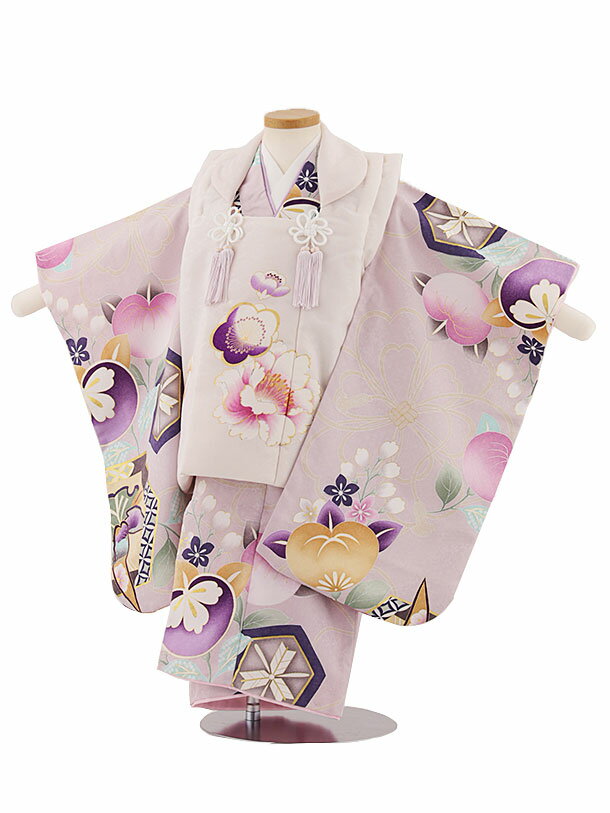 七五三 着物 3歳 レンタル 七五三 3歳 被布 セット 4631 薄ピンク×ラベンダー 橘に亀甲笹 女の子 七五三レンタル 3歳 女児 被布 七五三 三歳女児...