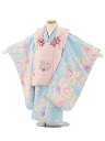 七五三 着物 3歳 レンタル 七五三 3歳 被布 セット 4673 ピンク刺繍桜×水色菊桜牡丹 女の子 七五三レンタル 3歳 女児 被布 七五三 三歳女児 被布...