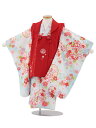 【レンタル】着物 七五三レンタル(3歳女児被布)4966 赤刺繍鞠×水色雪輪に桜 3歳 被布 フルセット 女の子 お祝い着 正月 3才 女児 きものレンタル〔往...