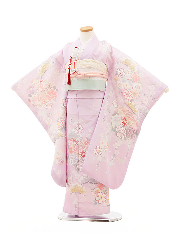 七五三 着物 7歳 フルセット レンタル 女の子Y272　ラベンダー 鞠 花 753 子ども お祝い着 正月 ブランド 7才 七才 七歳 女児 フルセットレンタル 7歳着物フルセット きものレンタル 新品足袋プレゼント 往復送料無料【レンタル】