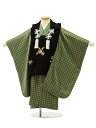 被布 レンタル 男児 七五三 被布 着物 レンタル 七五三 2902【正絹】黒刺繍兜xグリーン 正絹 3歳男の子 七五三 男児 着物 3歳 子供 きもの 被布 セット お正月 和装 お祝い 3才 3歳 男の子 被布コート 新品足袋プレゼント 往復送料無料【レンタル】