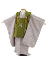 被布 レンタル 男児 七五三 被布 着物 レンタル 七五三 W284 グリーン刺繍兜×グレーパープル花 3歳男の子 七五三 男児 着物 3歳 子供 きもの 被布...