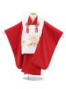 【レンタル】着物 七五三レンタル(3歳女児被布)S061【正絹】白地 松竹梅に鈴×赤 3歳 被布 フルセット 女の子 お祝い着 正月 3才 女児 きものレンタル...