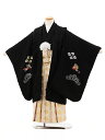 七五三レンタル 男の子 X557【正絹】黒地刺繍兜×白ゴールド菱 5歳 男の子 レンタル 袴セット 正絹 男児 753 フルセット 着物 子ども きものレンタル...