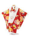 【レンタル】着物 七五三(3歳女児被布)4750 白刺繍桜×赤地桜宝尽くし 3歳 被布 フルセット 女の子 お祝い着 正月 3才 女児 きものレンタル〔往復送料無料〕