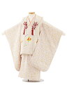 【レンタル】着物 七五三レンタル(3歳女児被布)4766【正絹】ベージュ丸紋×薄ピンク宝尽くし兎 3歳 被布 フルセット 女の子 お祝い着 正月 3才 女児 きものレンタル〔往復送料無料〕