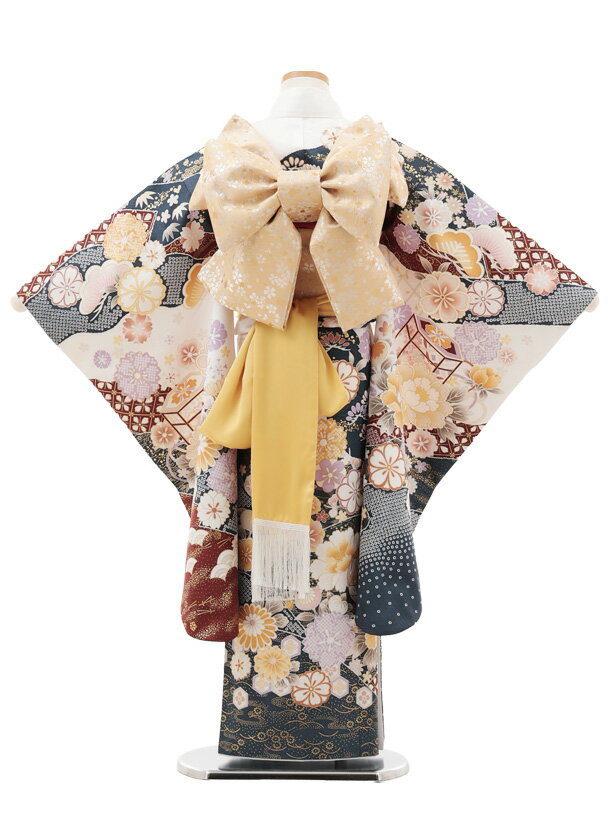 【レンタル】着物 七五三(7歳結び帯)Y587 白地 貝桶 牡丹 7歳 結び帯 フルセット 女の子 お祝い着 正月 7才 女児 きものレンタル〔往復送料無料〕 3