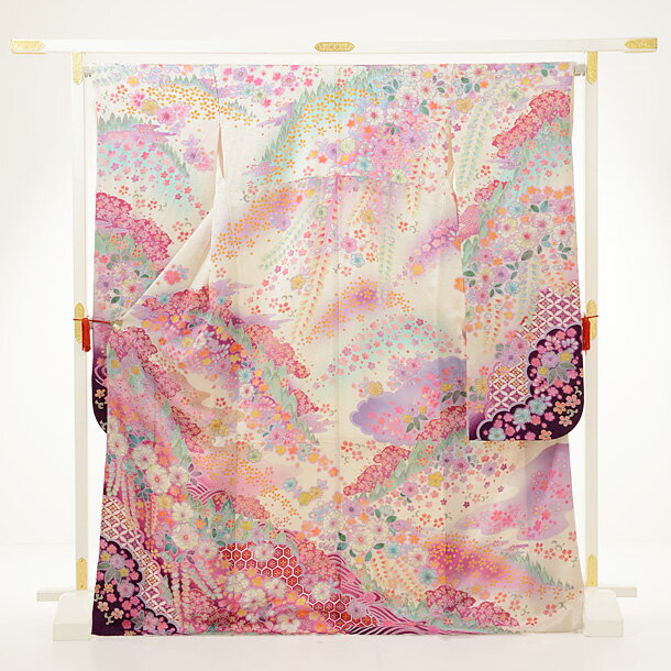 【レンタル】〔振袖〕〔貸衣装〕振袖レンタルE024 白辻が花 春模様〔結婚〕〔卒業式〕〔フルセット〕〔rental〕〔振り袖〕〔往復送料無料〕〔新品足袋プレゼント〕〔女性和服〕〔フリソデ furisode〕〔振り袖〕〔振袖 セット〕