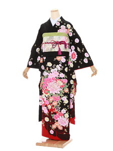 【レンタル】【成人式 振袖 レンタル】〔成人式 振袖〕成人式振袖レンタル416s黒地花ざかり〔成人式〕〔フルセット〕【往復送料無料】【☆新品足袋プレゼント☆】/女性和服/ふりそで れんたる せいじんしき/振り袖/成人式 レンタル/振袖 レンタルfy16REN07ネット通販