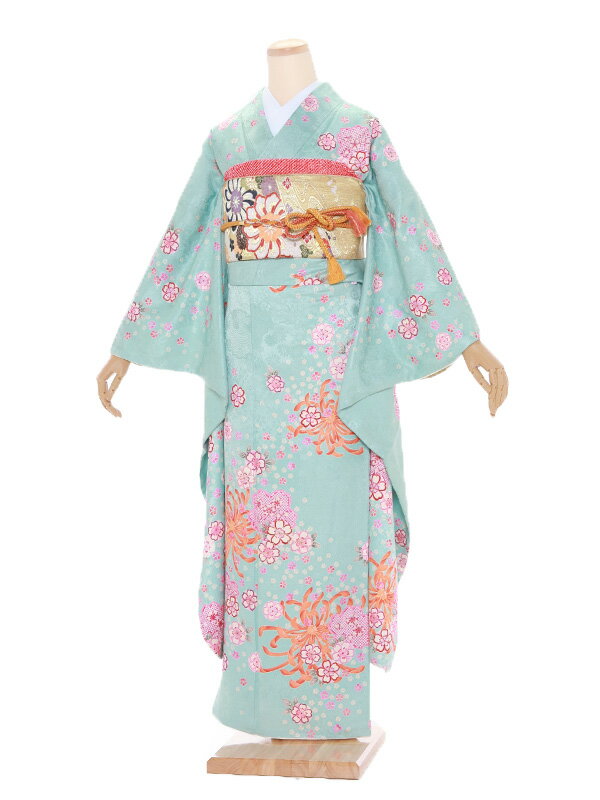 〔振袖〕〔貸衣装〕振袖レンタル575薄ターコイズ小花〔結婚式〕〔卒業式〕〔フルセット〕〔rental〕〔往復送料無料〕〔新品足袋プレゼント〕〔女性和服〕〔フリソデ furisode〕〔振り袖〕〔きもの レンタル〕〔rental〕〔振袖 セット〕fy16REN07
