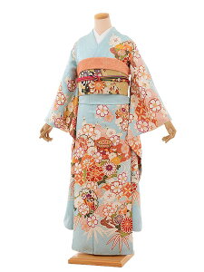 【レンタル】振袖レンタル 663水色吉祥文様 fy16REN07安売り