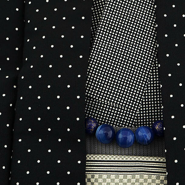 【レンタル】〔小学生　卒業式　袴〕ジュニア袴レンタルセット男児9128黒ドット×ベージュ縞袴/男の子/小学生/袴/セット(☆新品足袋プレゼント☆)小学生 卒業式 袴 レンタル 男の子｜小学校 卒業式 着物〔往復送料無料〕fy16REN07(10P03Dec16) 3