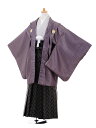 【レンタル】〔小学生 卒業式 袴〕〔卒業式袴セット 小学生〕9328紫ゴールド紋付×黒袴/男の子/小学生/袴/セット(☆新品足袋プレゼント☆)小学生 卒業式 袴...