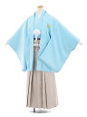 【レンタル】〔小学生 卒業式 袴〕〔卒業式袴セット 小学生〕9457 水色菱柄紋付×グレー袴/男の子/小学生/袴/セット(☆新品足袋プレゼント☆)小学生 卒業式...