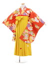 【レンタル】小学生卒業式袴レンタル(女の子)9585 赤茶扇花×イエロー袴〔袴レンタル小学校卒業式〕〔卒業式袴セット小学生〕〔小学校卒業式〕〔袴セット〕〔往復送...