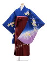 【レンタル】小学生卒業式袴レンタル(女の子)9656ブルー地裾紫桜×エンジ桜袴〔袴レンタル小学校卒業式〕〔卒業式袴セット小学生〕〔小学校卒業式〕〔袴セット〕〔往復送料無料〕〔☆新品足袋プレゼント☆〕〔小学生卒業式袴女の子〕