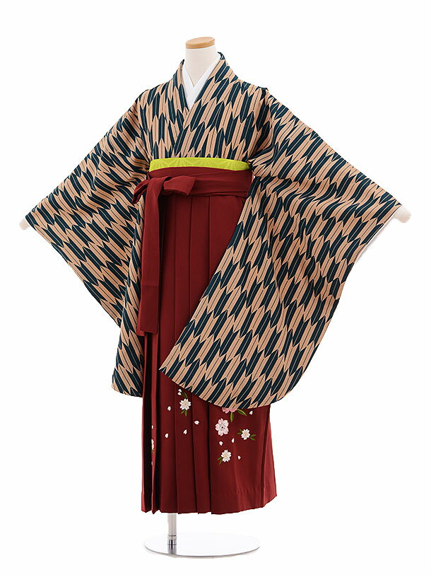 小学生 卒業式 袴レンタル 女の子 9693 グリーン矢柄×エンジ袴 袴レンタル 小学校卒業式 卒業式袴セット 小学生 小学校卒業式 袴セット 小学生卒業式袴女の子 往復送料無料 新品足袋プレゼント【レンタル】