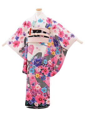 ジュニア着物レンタル ジュニア着物 女の子 ジュニア 振袖 十三参り z079 白地 リボン 花 袋帯タイプ新品足袋プレゼント 十三参り|小学校 卒業式 着物 子供 発表会 二分の一成人式 結婚式 10歳 11歳 12歳 13歳 フルセット 往復送料無料