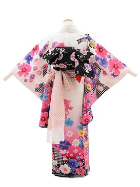 ジュニア着物レンタル ジュニア着物 女の子 ジュニア 振袖 十三参り z079 白地 リボン 花 袋帯タイプ新品足袋プレゼント 十三参り|小学校 卒業式 着物 子供 発表会 二分の一成人式 結婚式 10歳 11歳 12歳 13歳 フルセット 往復送料無料