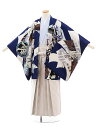 〔卒業式 袴 レンタル 男〕小学生 卒業式 袴 レンタル 男の子〔卒業式袴セット 小学生〕ジュニア袴男児Z081 JAPANSTYLE 紺地 兜に熨斗〔10歳男...