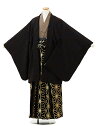 〔卒業式 袴 レンタル 男〕小学生 卒業式 袴 レンタル 男の子〔卒業式袴セット 小学生〕ジュニア袴男児Z334 こげ茶タイル×黒ゴールド〔12歳男の子〕小学生...