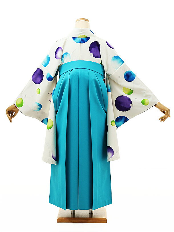 卒業式袴セット 小学生 ジュニア袴 レンタル 小学生 卒業式袴レンタル 女の子 Z253オフホワイトドット刺繍まりxブルー 袴レンタル 卒業式 袴セット 卒業袴 小学校の卒業式 十三参り 女児 12歳 12才 ジュニア 新品足袋プレゼント 往復送料無料【レンタル】 2