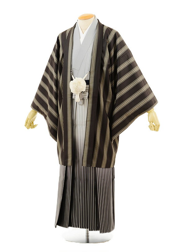 【レンタル】袴レンタル男 成人式 卒業式レンタルmen0049 黒ストライプ×シルバー袴(M)〔成人式 袴 レンタル 男 〔結婚式 〔メンズ袴 〔新郎袴 〔成人...