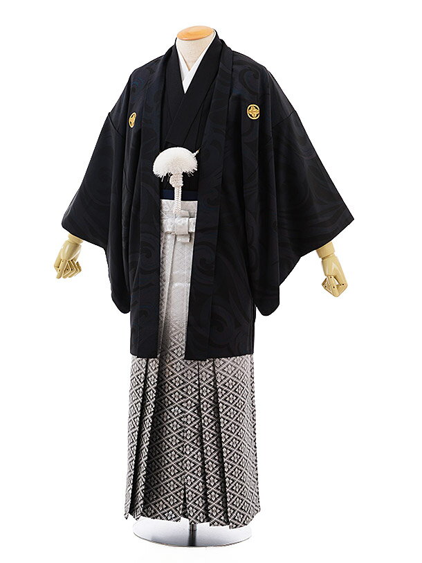 成人式 レンタル 紋付き袴 男袴 成人式レンタル 卒業式 男性用袴 men0073 黒地に風 紋付×白黒ぼかし菱 S 紋服 メンズ袴 フルセット 往復送料無料 ...