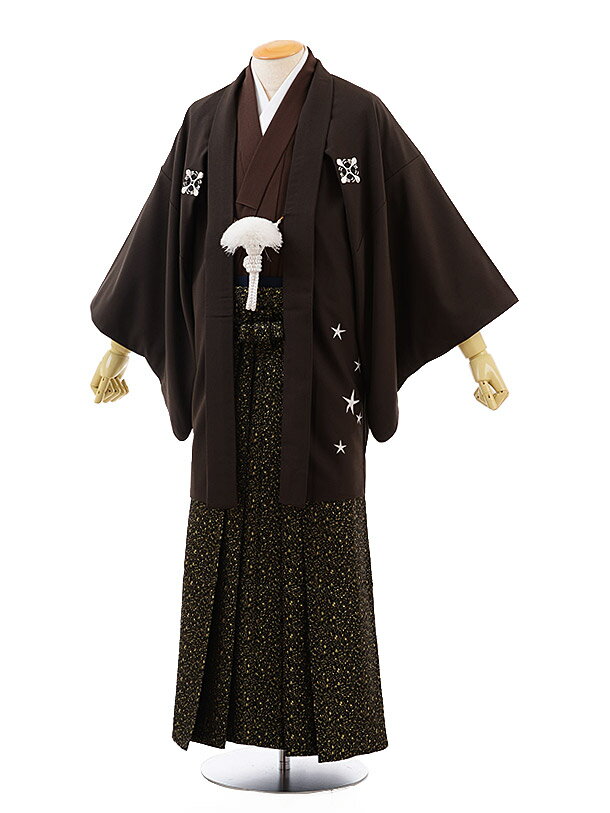 成人式 レンタル 紋付き袴 男袴 成人式レンタル 卒業式 男性用袴 men0078 グレー星×黒地 ラメ M 紋服 メンズ袴 フルセット 往復送料無料 羽織袴レ...