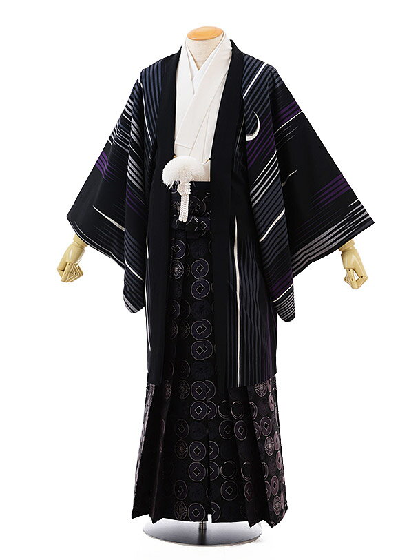 成人式 レンタル 紋付き袴 男袴 成人式レンタル 卒業式 男性用袴 men0085 JAPAN STYLE 黒地 鷹 L 紋服 メンズ袴 フルセット 往復送料無...