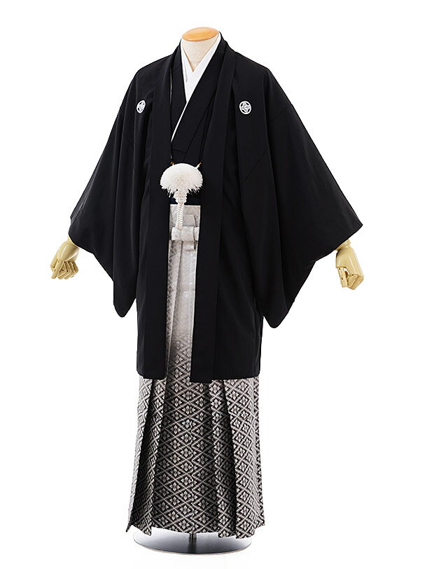 成人式 レンタル 紋付き袴 男袴 成人式レンタル 卒業式 男性用袴 men0095 黒 紋付×白黒ぼかし菱 L 紋服 メンズ袴 フルセット 往復送料無料 羽織袴...